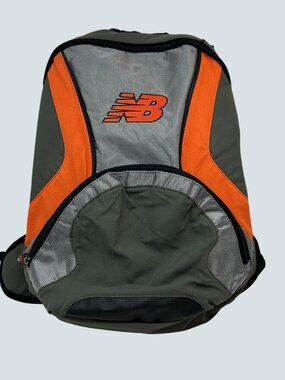 New Balance Gray & Orange Lightweight Backpack With Adjustable Straps